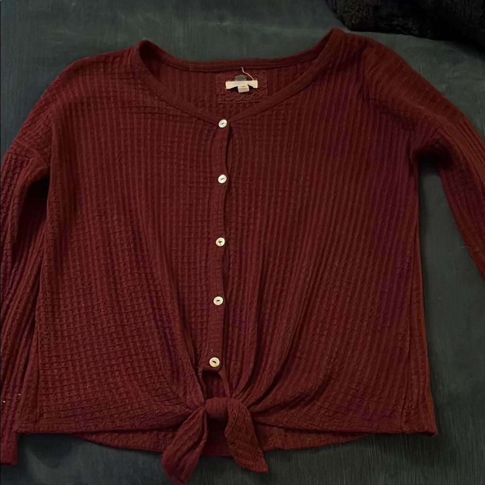 Cupio Deep Red Knit Top